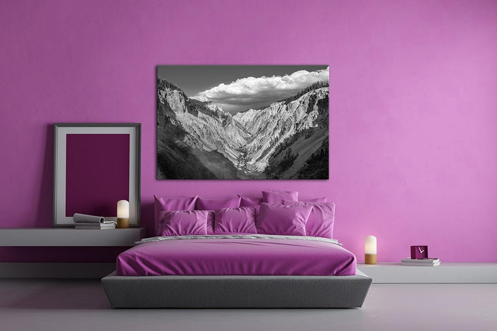 deyoli Fluss im steinigem Gebirge Effekt: Schwarz/Weiss Format: 100x70 als Leinwand, Motiv fertig ge