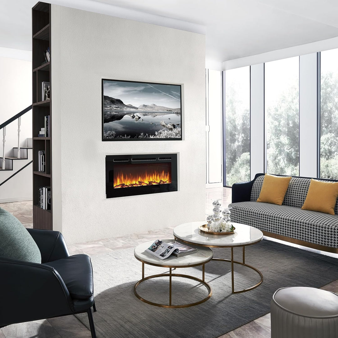 RICHEN Elektrokamin Fiamma 40" | Elektrischer Einbaukamin mit 3D-Flammeneffekt | Elektro Heizung 200