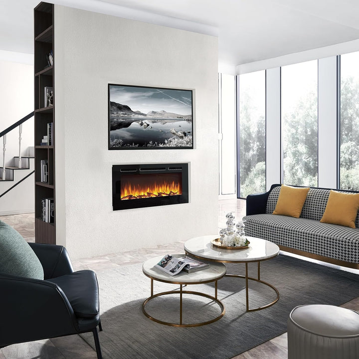 RICHEN Elektrokamin Fiamma 40" | Elektrischer Einbaukamin mit 3D-Flammeneffekt | Elektro Heizung 200