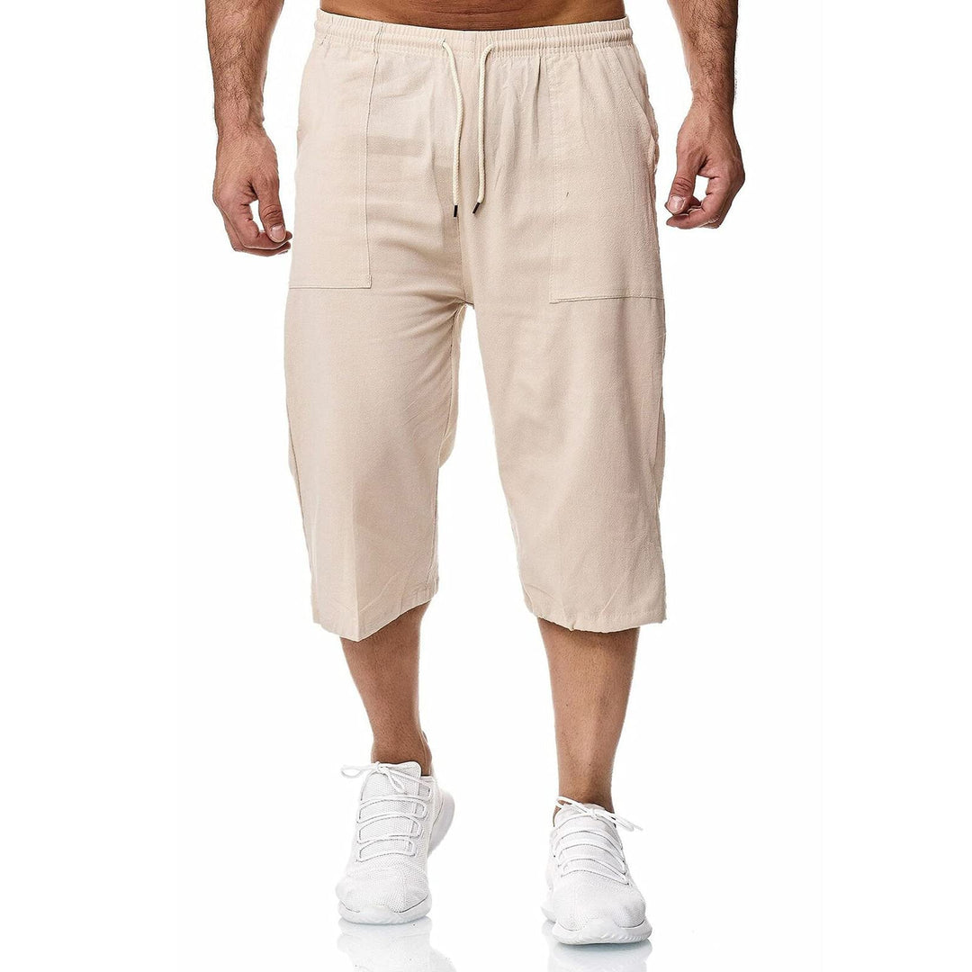 Remxi Herren 3/4 Leinen Shorts Baggy Loose Fit Shorts Sommer Casual Cargo Hose 5XL Khaki, 5XL Khaki