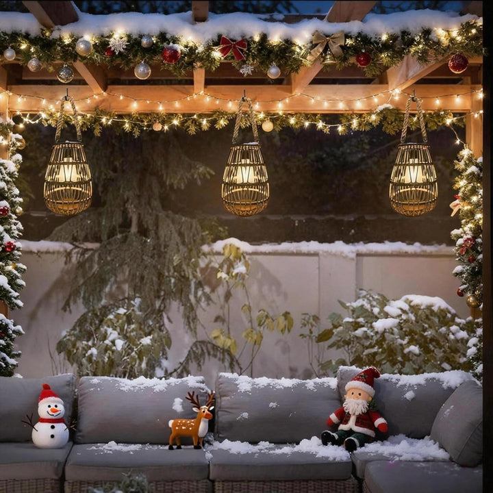 Pearlstar Rattan Solarleuchte, Hängend Solar Laterne für aussen Gartendeko Wasserdicht für Aussen Ve