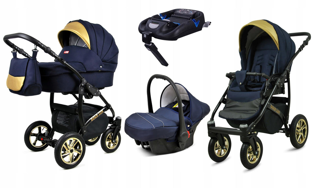 BabyLux® Kinderwagen Set 4 in 1 - Gold Lux - incl. Babywanne, Buggy Sportsitz, Auto-Babyschale, ISOF