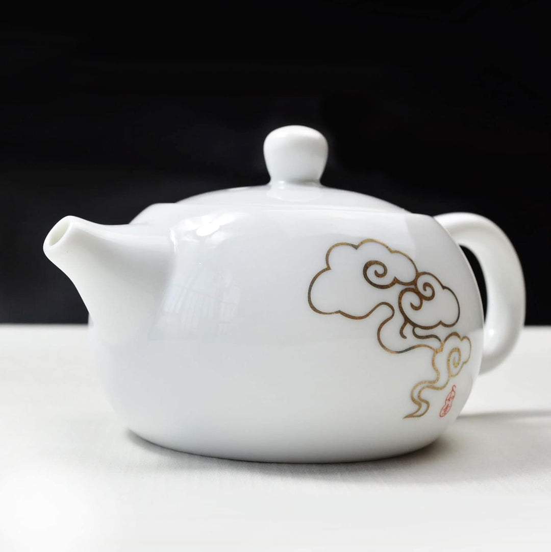 Porzellan-Teekanne, 170 ml, kleine Teekanne, weiss, chinesisches Gongfu-Tee-Set (verheissungsvolle W