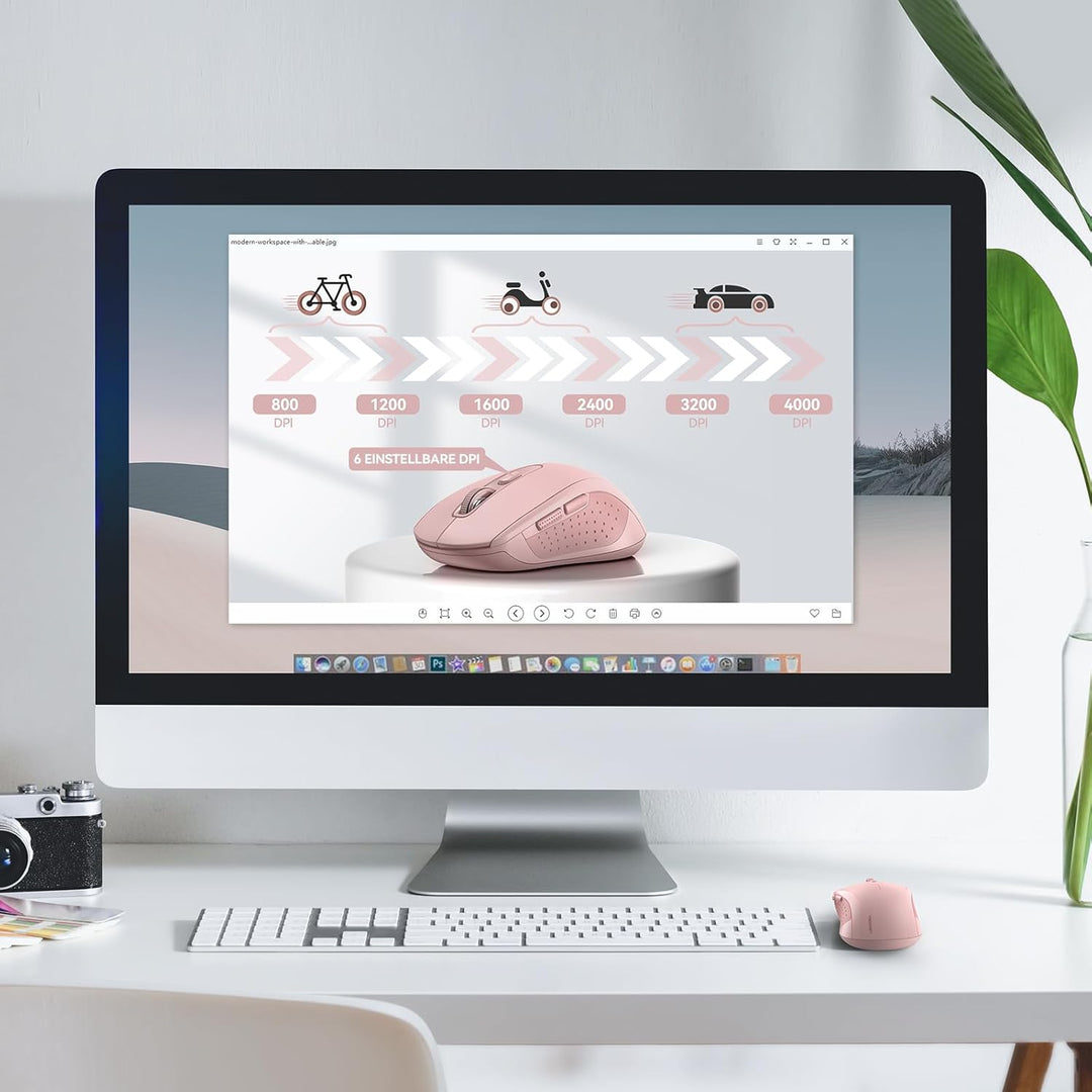 TECKNET Bluetooth Maus, 4000 DPI Maus Kabellos (Tri-Mode: BT 5.0/3.0+2.4GHz) Funkmaus mit USB-Empfän