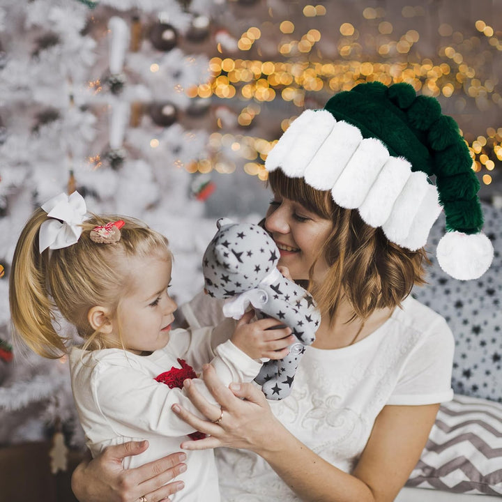 Weihnachtsmütze Nikolausmütze für Erwachsene Warm Plüsch Rand Weihnachtsmann Mütze Santa Mütze mit K