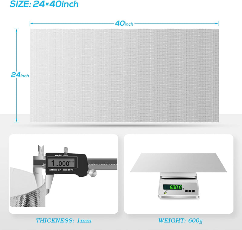 FLASLD Aluminisierte Hitzeschutz, thermische Barriere, selbstklebende Rückseite, Hitzedecke, 61 x 10