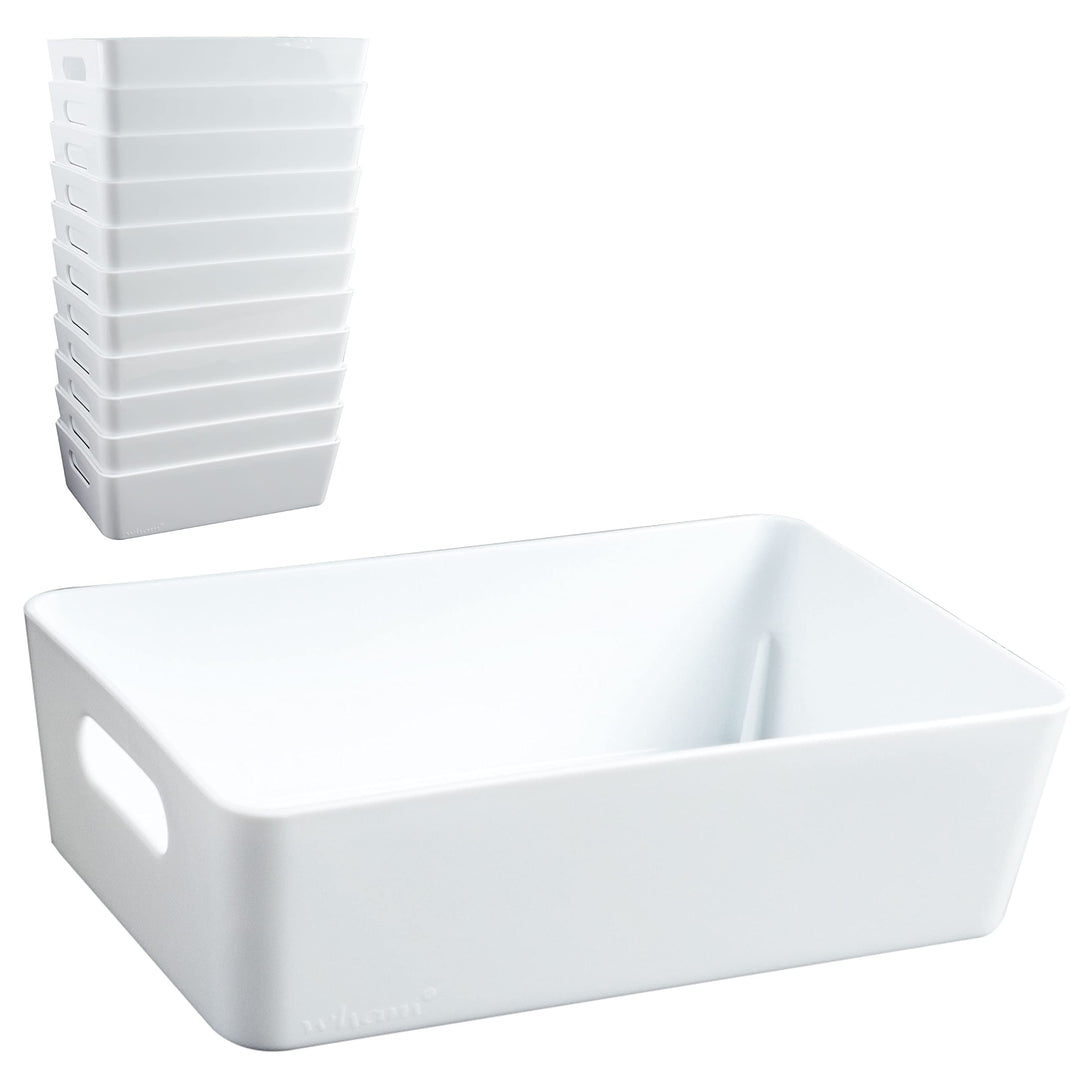 12x Ordnungsboxen - 6cm hoch - WEIss - 20x12,5x6cm - 1,2 Liter - Ordnungskorb - Schubladenorganizer