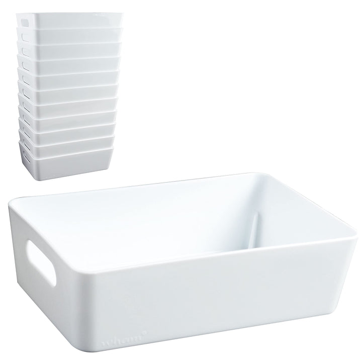 12x Ordnungsboxen - 6cm hoch - WEIss - 20x12,5x6cm - 1,2 Liter - Ordnungskorb - Schubladenorganizer