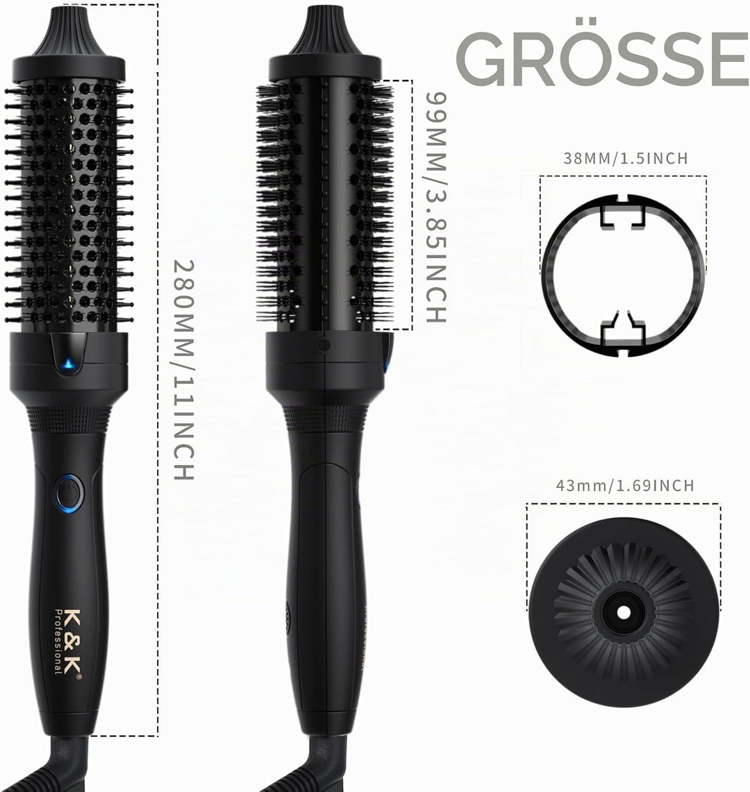 K&amp;K Thermobürste, 1.5 Inch Beheizte Rundbürste, Professioneller Beheizter Lockenwickler Keramik Turm