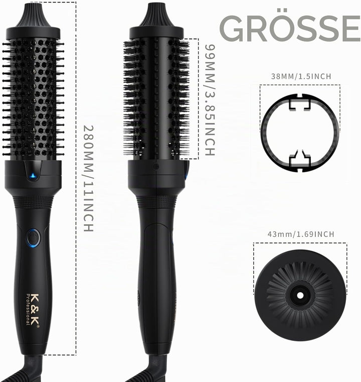 K&amp;K Thermobürste, 1.5 Inch Beheizte Rundbürste, Professioneller Beheizter Lockenwickler Keramik Turm