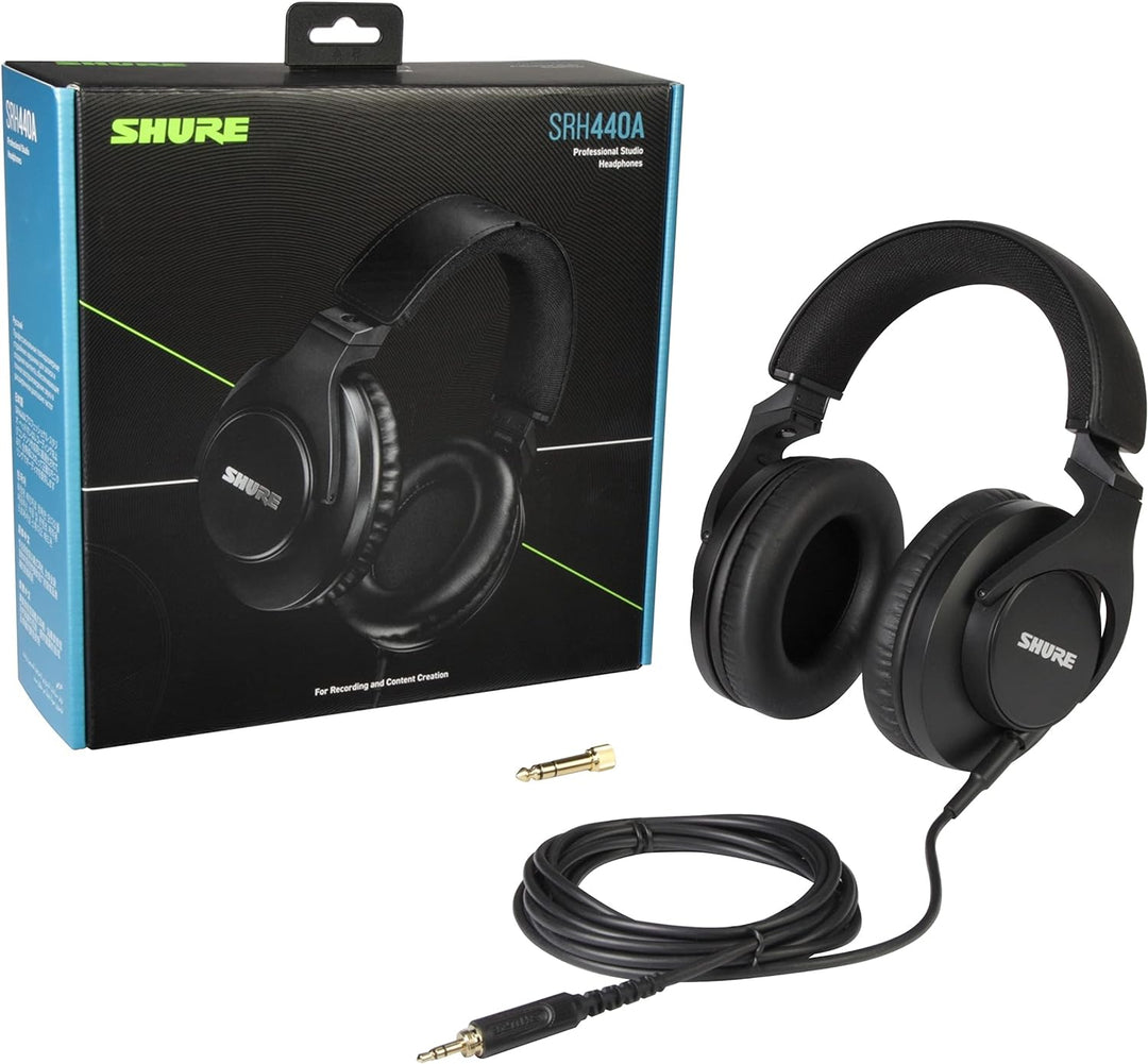 Shure SRH440A Over -Ear Over -Ear -Kabel -Kopfhörer für Überwachung und Aufnahme, professionelle Stu