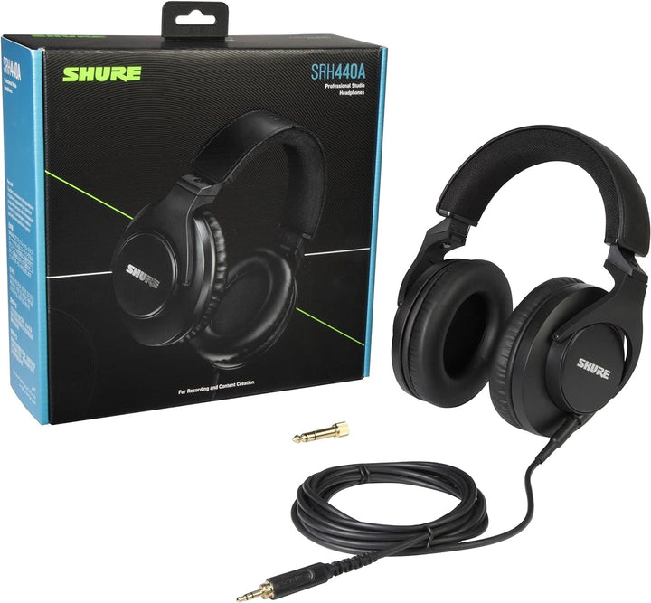 Shure SRH440A Over -Ear Over -Ear -Kabel -Kopfhörer für Überwachung und Aufnahme, professionelle Stu