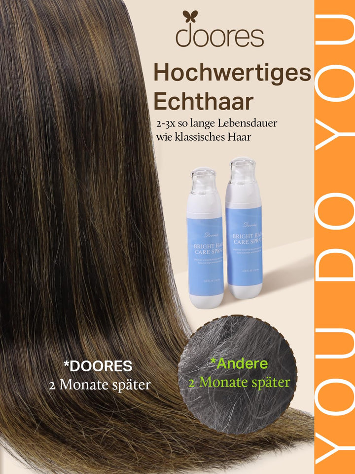 DOORES Haarverlängerungen zum Einkleben, Dunkelbraun bis Kastanienbraun, 25,4 cm, 30 g, 20 Stück, Re