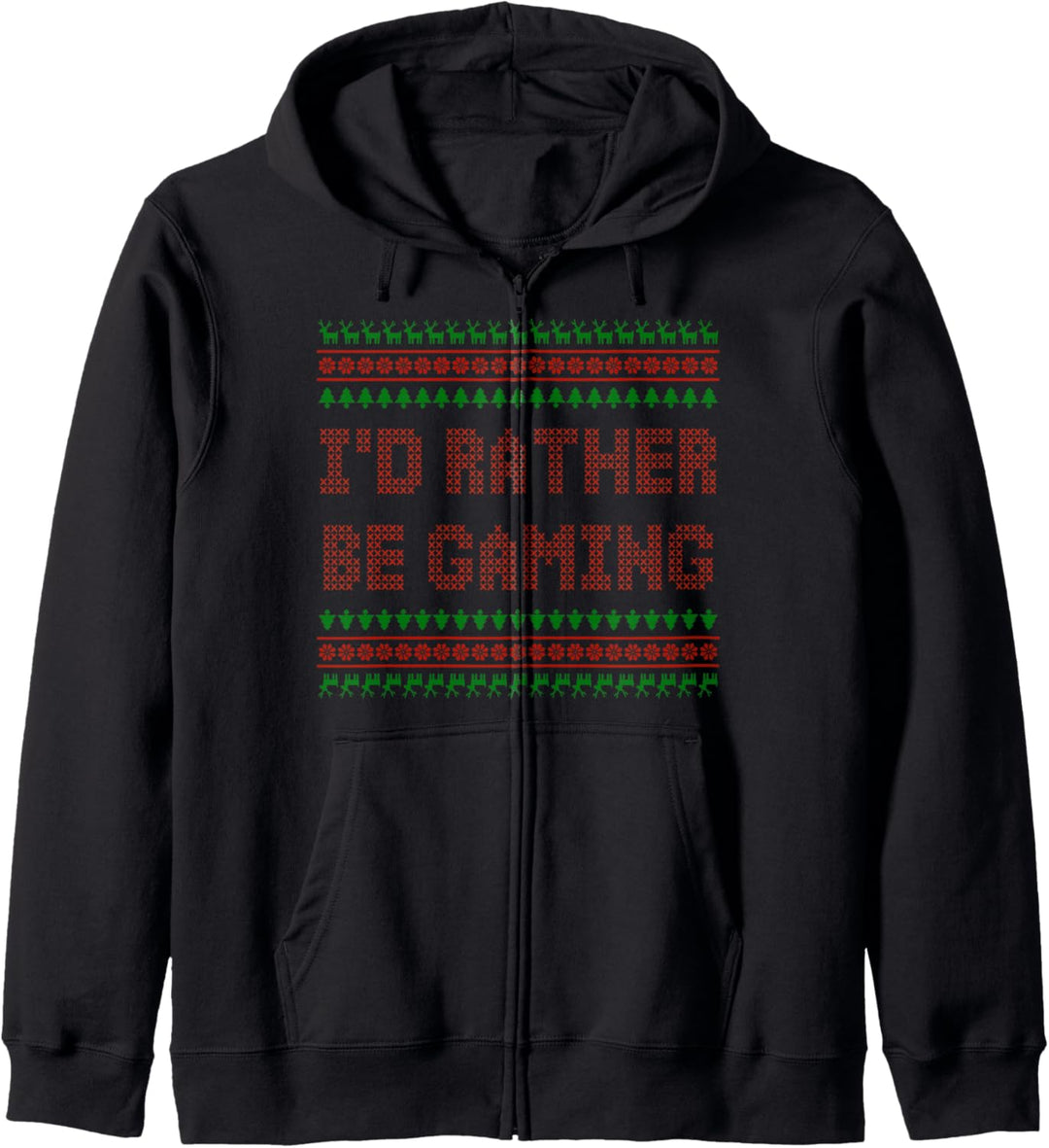 Xmas Ugly Christmas Sweater I'd Rather Be Gaming Kapuzenjacke