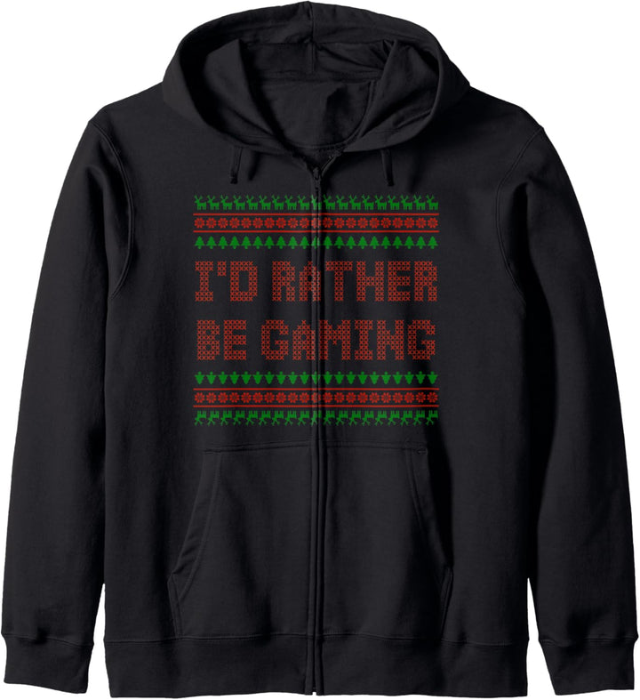 Xmas Ugly Christmas Sweater I'd Rather Be Gaming Kapuzenjacke