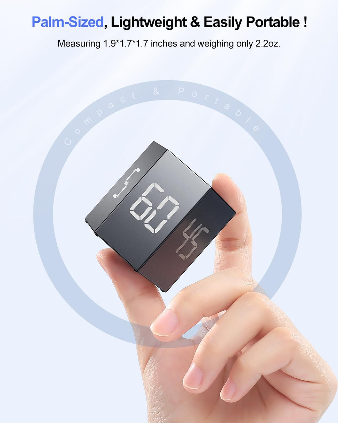 Ticktime Pomodoro Timer Cube, 5/15/25/30/45/60 Min, Benutzerdefinierter Countdown & Stoppuhr 1 Sek–9
