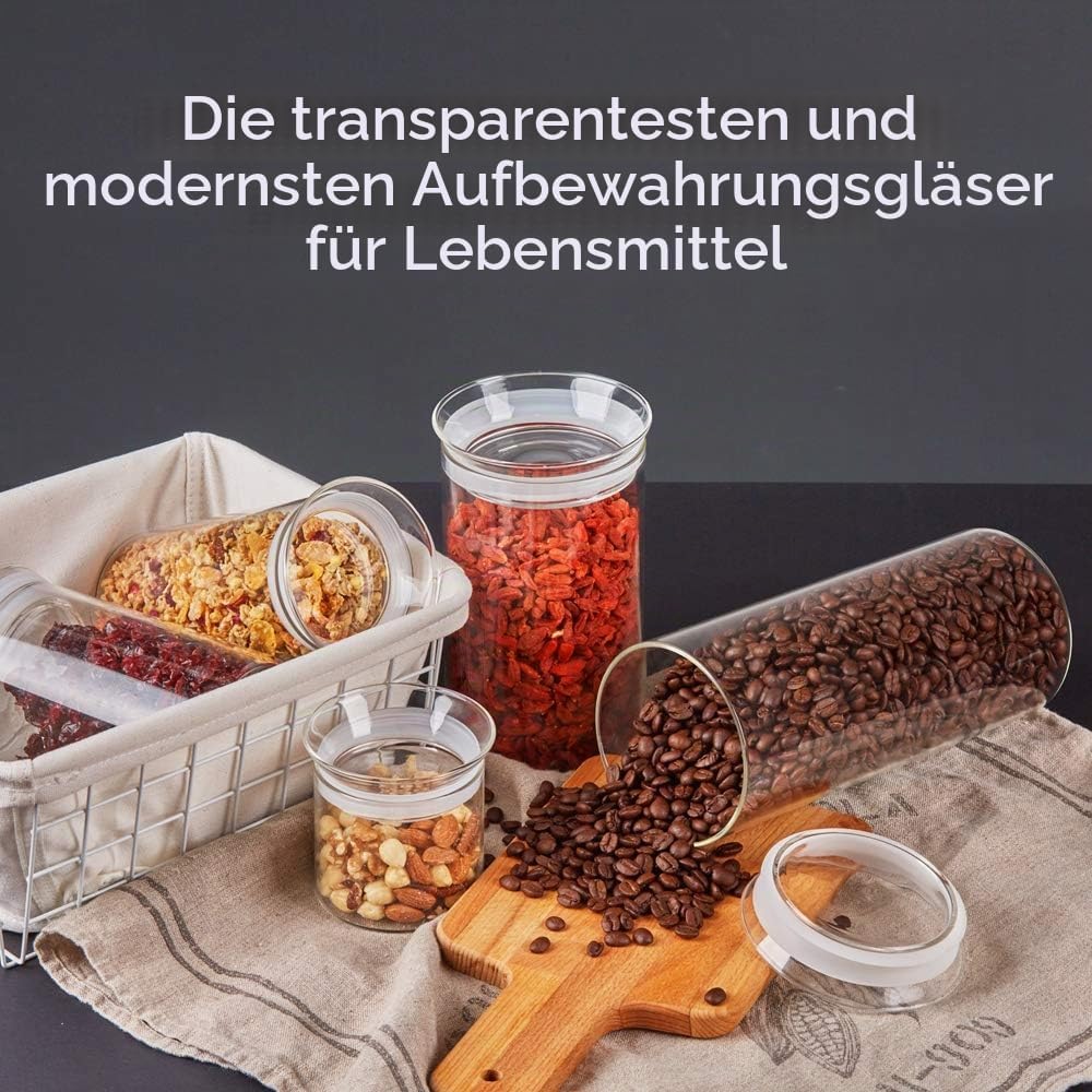 ZENS 450ml Vorratsgläser mit deckel 2er Set, Kleine Vorratsdosen Glas mit Glasdeckel Luftdicht, Gewü