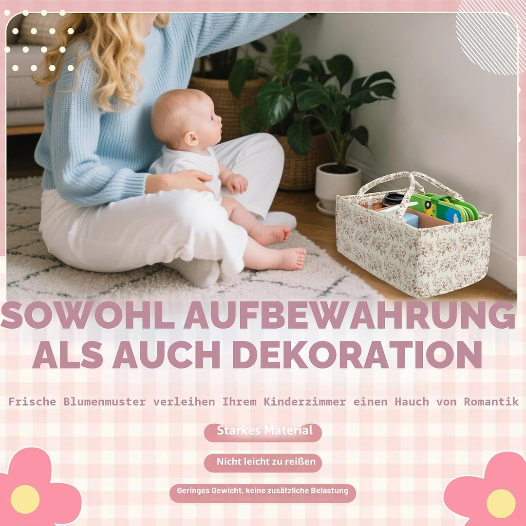 Blumen Wickeltisch Organizer,Tragbarer Wickelorganizer mit verstellbaren Trennwänden und handhaben,B