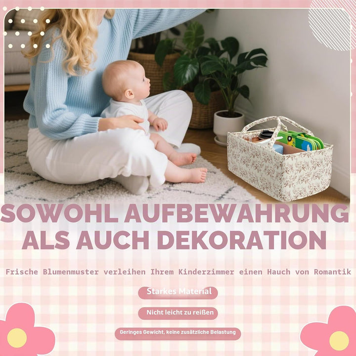 Blumen Wickeltisch Organizer,Tragbarer Wickelorganizer mit verstellbaren Trennwänden und handhaben,B