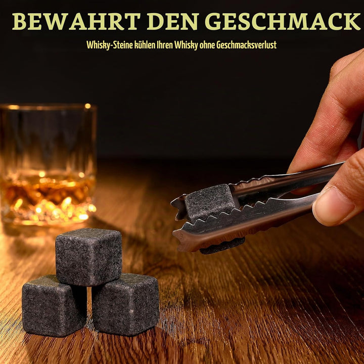 Whisky, Whisky Gläser Set, Whisky Steine Geschenkset, 8 Whiskey Steine &amp; 2 Twisted Whisky Gläser &amp; 2