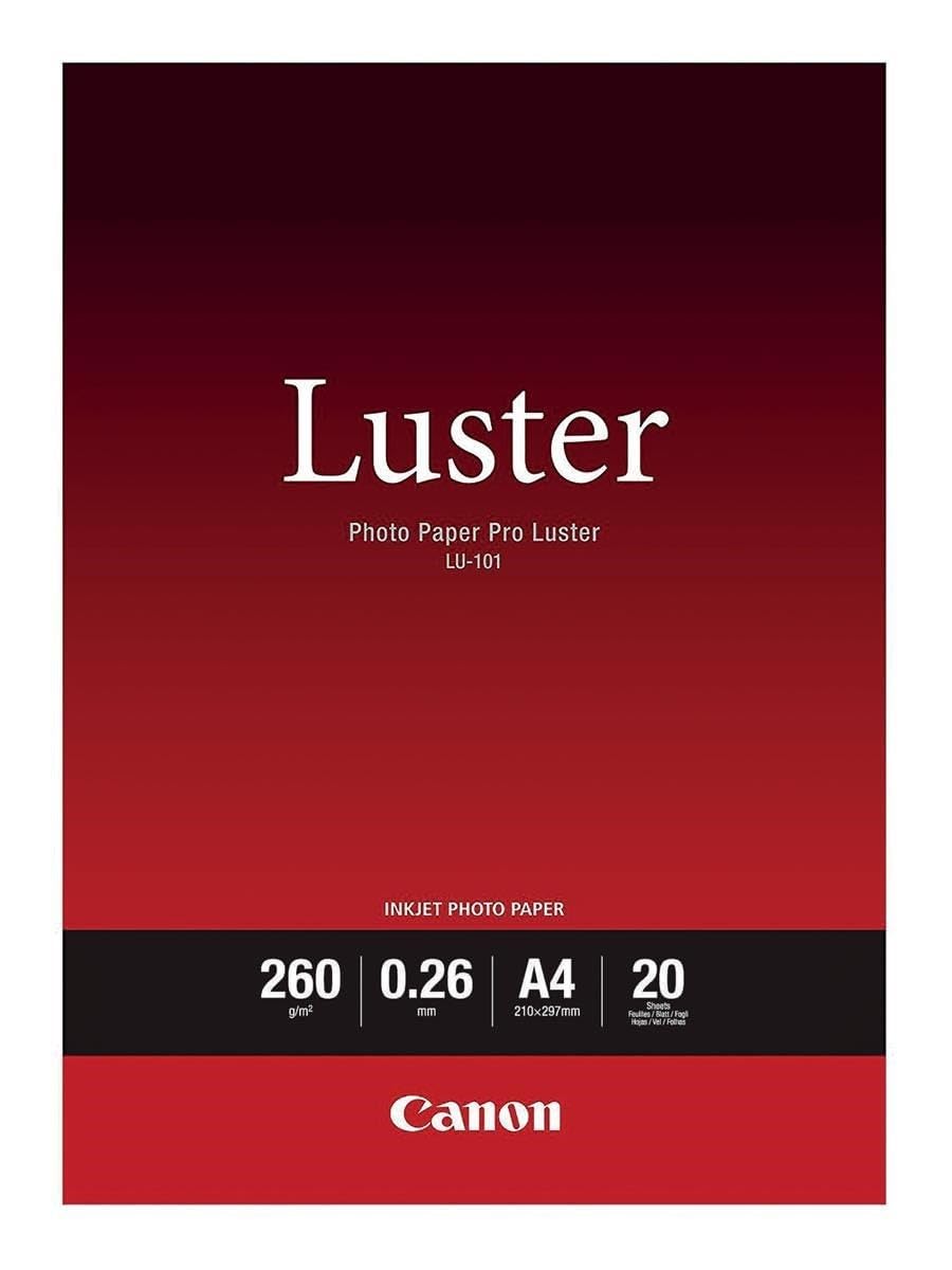 Canon Fotopapier Luster glänzend weiss - (DIN A4 20 Blatt) für Tintenstrahldrucker - PIXMA Drucker 2