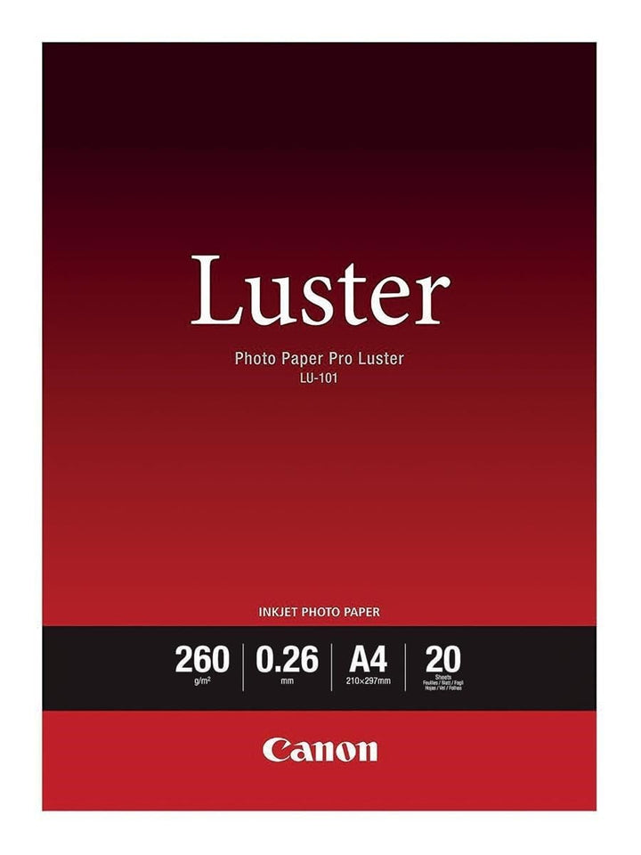 Canon Fotopapier Luster glänzend weiss - (DIN A4 20 Blatt) für Tintenstrahldrucker - PIXMA Drucker 2