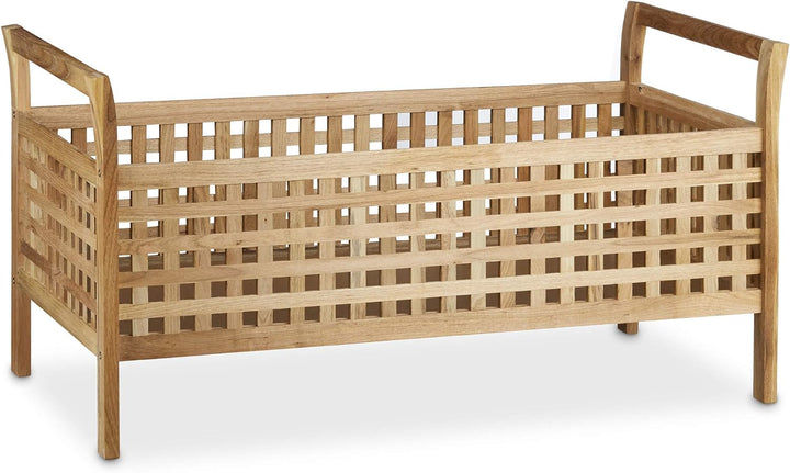 Relaxdays Sitzbank Walnuss mit Stauraum HBT: 46,5 x 92,6 x 49,0 cm Schuhtruhe aus Holz Sitzkommode m