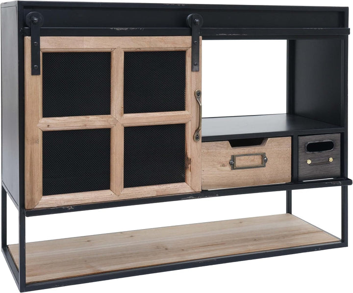 Mendler Wandregal HWC-Q79, Staufächer Vintage Shabby Holz Metall 52x67x22cm
