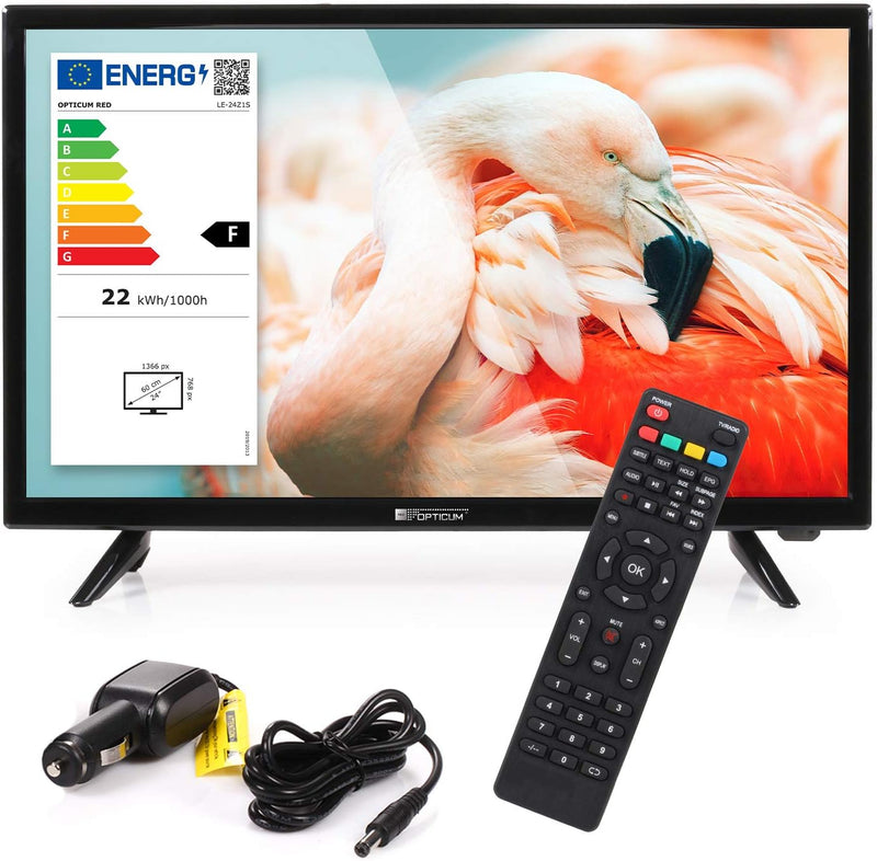 RED OPTICUM 24 Zoll TV - LE-24Z1S LED Fernseher (61cm) inkl. KFZ Adapter - Full HD Camping Fernseher