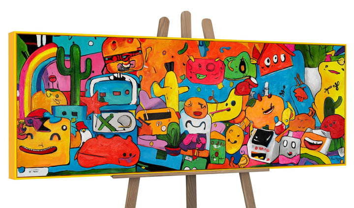 YS-Art Pop Art Abstrakt Acryl Gemälde auf Leinwand Farbenfrohe Welt handgemalt Wandbilder Wohnzimmer