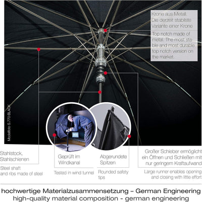 Knirps Stockschirm S.770 Long Automatic Men`s Prints mit Holzgriff – Automatik – „Made in Germany“ –