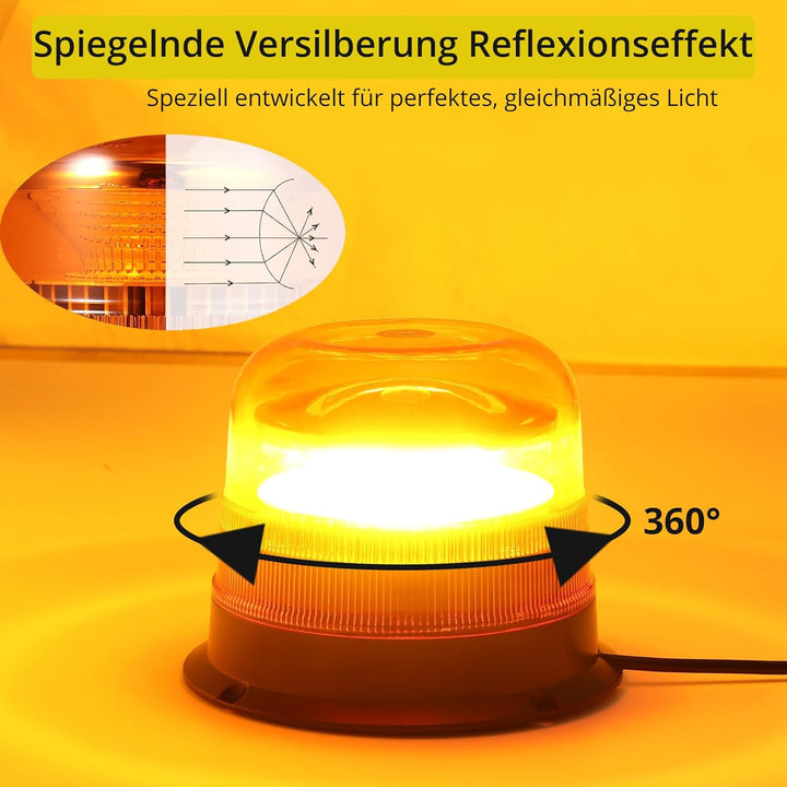 PROZOR 24LEDs Notfall Warnblinklicht mit E-Mak, 7 Blitzmodus 24W 12V/24V Rundumleuchte Wasserdicht W