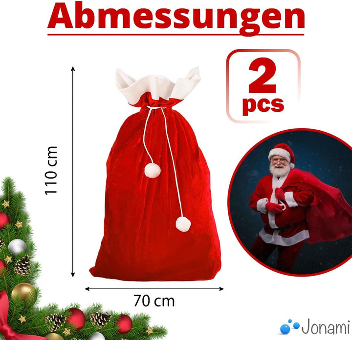 Jonami Weihnachtssack XXL 2 Nikolaussack Weihnachtsmann Sack Santa Sack Geschenkesack Weihnachtsmann