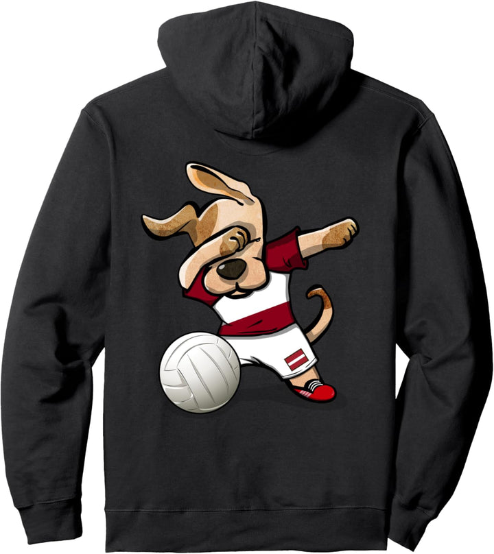 Lustiger Tupfender Hund Lettland Volleyball Lettische Flagge Pullover Hoodie