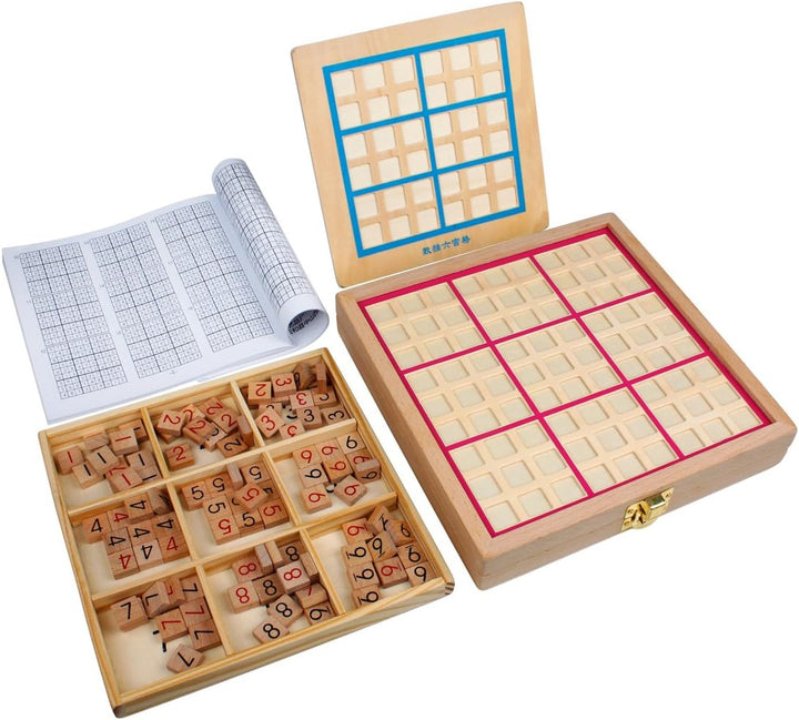 Andux Zone Sudoku Brett Kasten 3-in-1 hölzerne Zahl Platz Spielzeug SD-03 (Rosa), Rosa