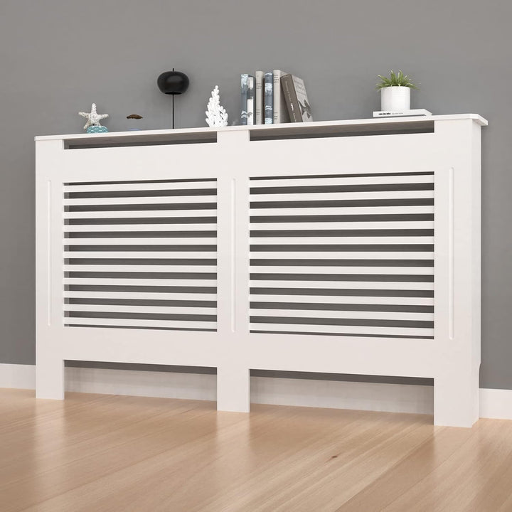 FATIVO Heizkörperverkleidung Hohe Heizkörperabdeckung Horizontal Holz 101×152×19 cm Weiss aus MDF la