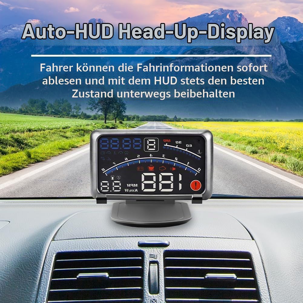 HUD Head Up Display OBD2, Universal HUD Headup Display Auto Für Auto Mit OBD II Port EUOBD Plug &amp; Pl