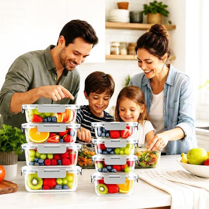 Glasbehälter mit Deckel, 2-teilig Meal Prep Boxen &amp; Frischhaltedosen aus Borosilikatglas, BPA-frei &amp;