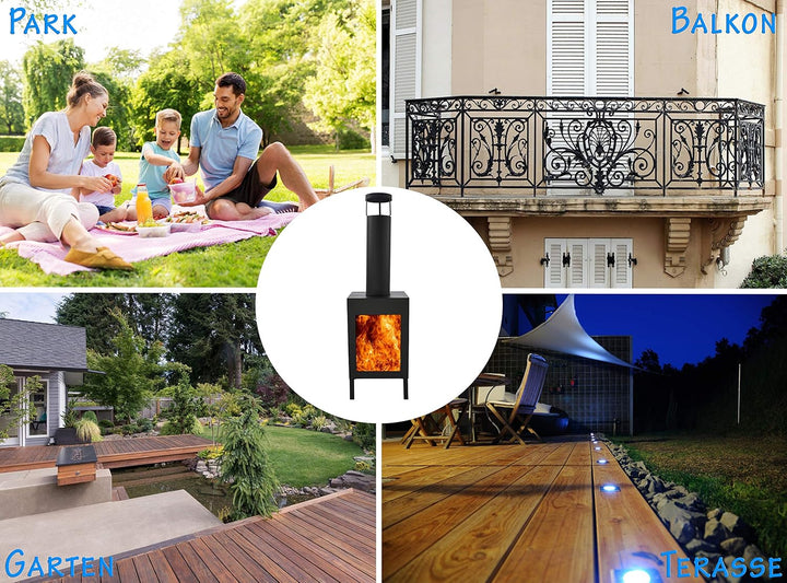 Terrassenofen Gartenofen Gartenkamin Terrassenkamin Feuerstelle Terrasse Heizung Garten Ofen Metall