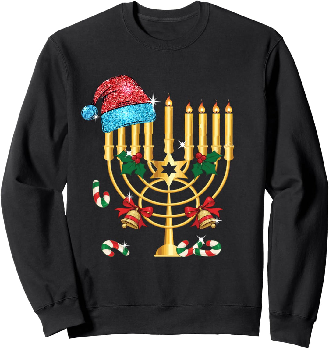 Chrismukkah Hannukah Santa Hat Family Christmas Pajama Gift Sweatshirt