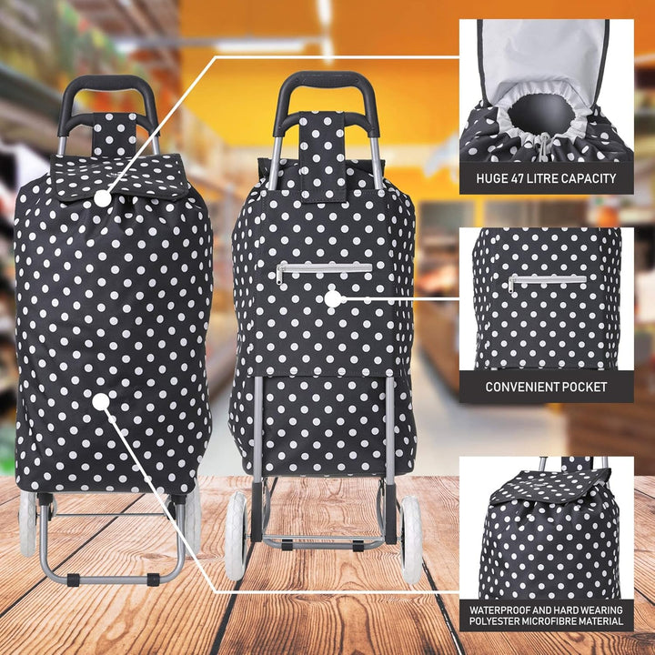 Hoppa 47L Stabiler Einkaufstrolley klappbar Shoppingtrolley multifunktional Einkaufsroller abnehmbar