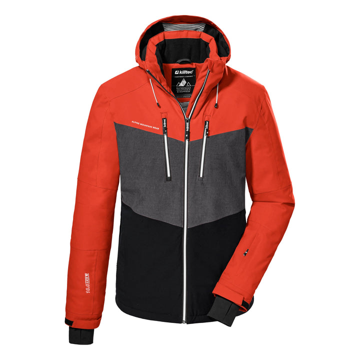 killtec Men's Ski Functional Jacket with Zip-Off Hood and Snow Guard XL dunkelorange, XL dunkelorang