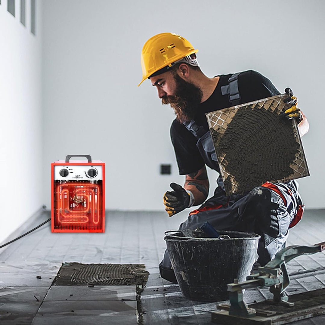 UISEBRT 5KW Elektroheizer Heizlüfter Profi-Industrie Heizgebläse Elektrisch Heizgerät mit 3 Heizstuf