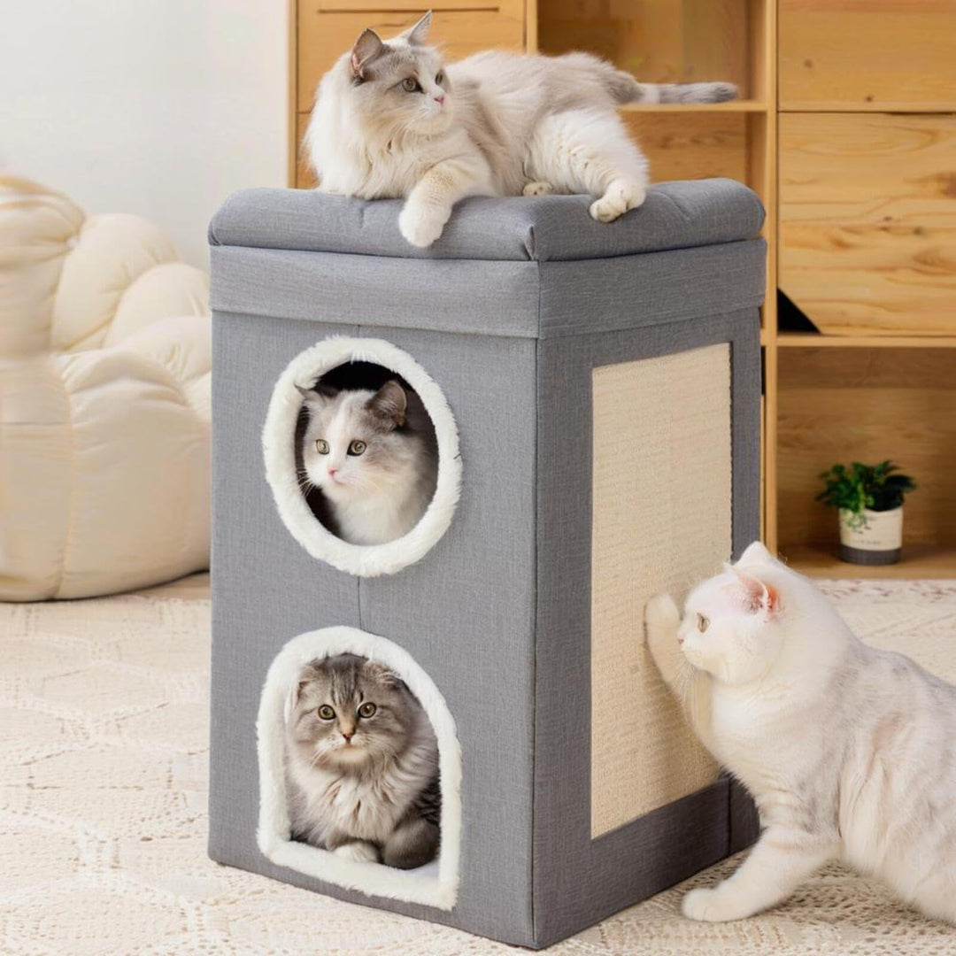 FURRYPAWS Katzenhöhle – Ideal für Katzenhaus Indoor und Outdoor, gemütliche Katzenhöhle für Katzen,