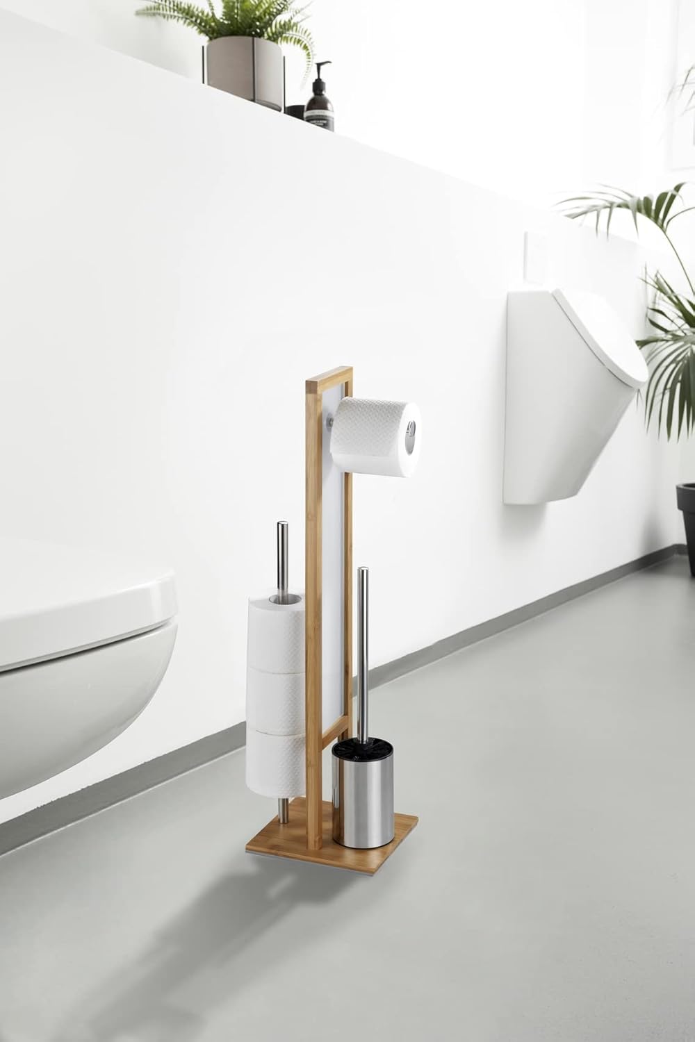 WENKO Stand WC-Garnitur Rivalta, mit integriertem Toilettenpapierhalter und WC-Bürstenhalter, aus ec