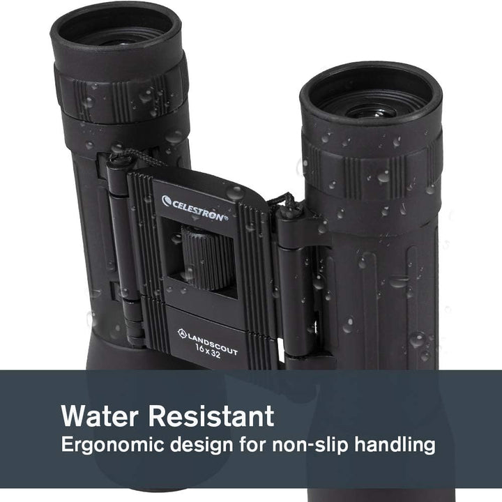 Celestron 72354 LandScout 16x32mm Water-Resistant Roof Prism Binoculars with Rubber Grip Surface, Co