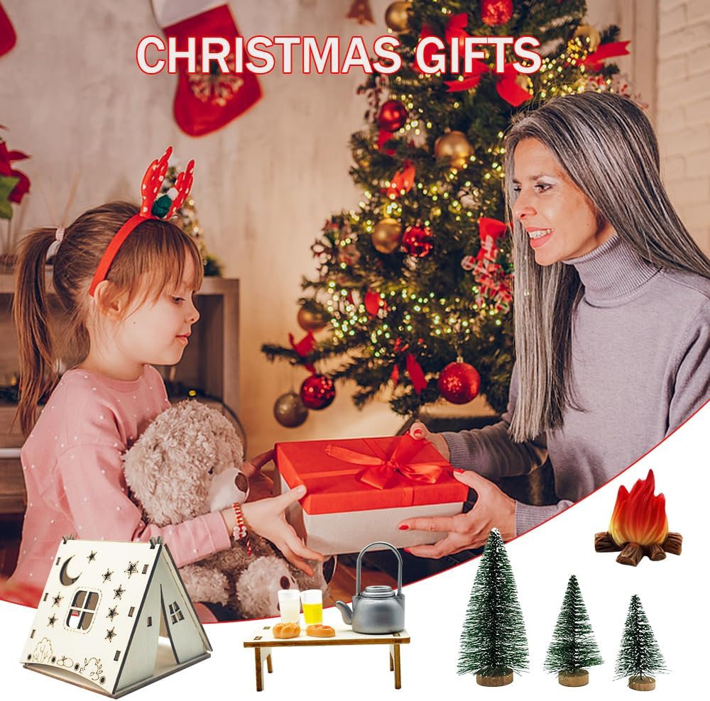Wichtel Set Weihnachten Komplett, 38 Pcs Wichtel Zubehör Weihnachten Deko, Wichteltür Set Mit 70cm L