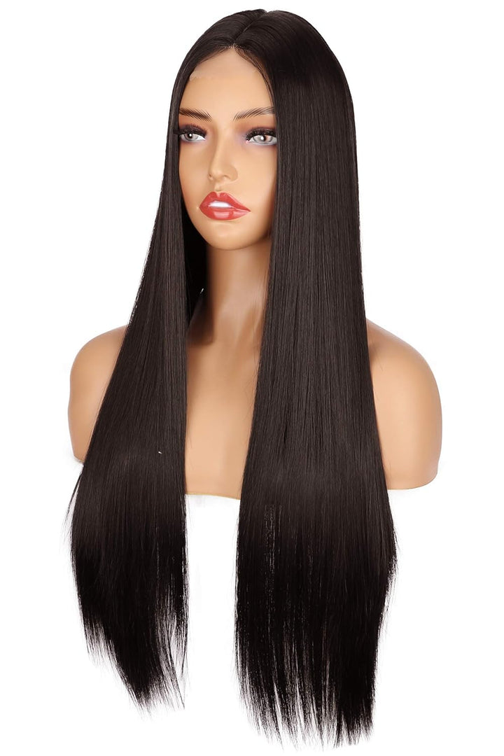 PORSMEER Perücke Damen Braun Lang Glatt Gerade Perücken für Frauen/Mädchen/Afro Natürliche Synthetis