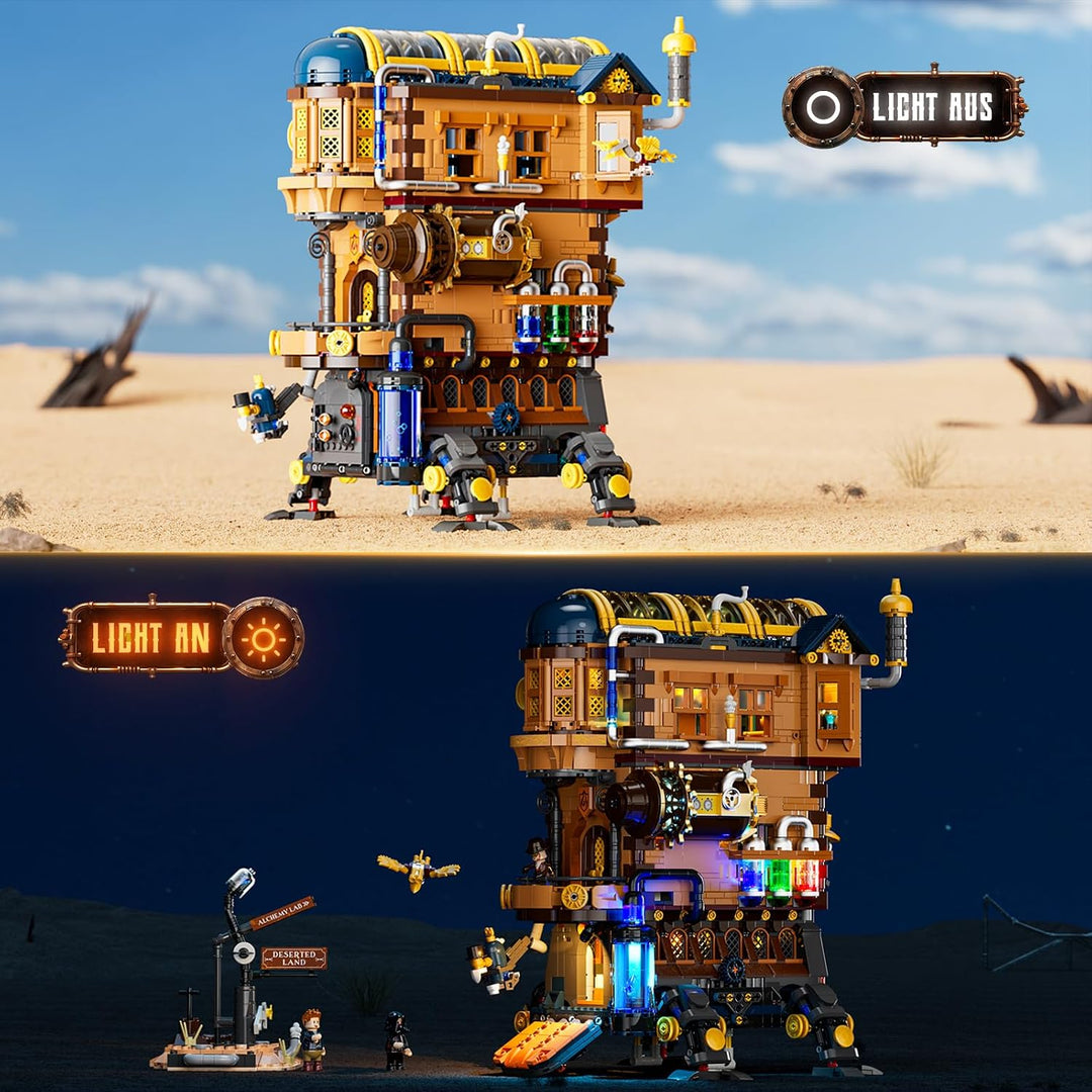 Lumibricks Alchemistisches Bewegliches Schloss LED-Bauset – 2690 Teile Steampunk-Fantasiemodell mit