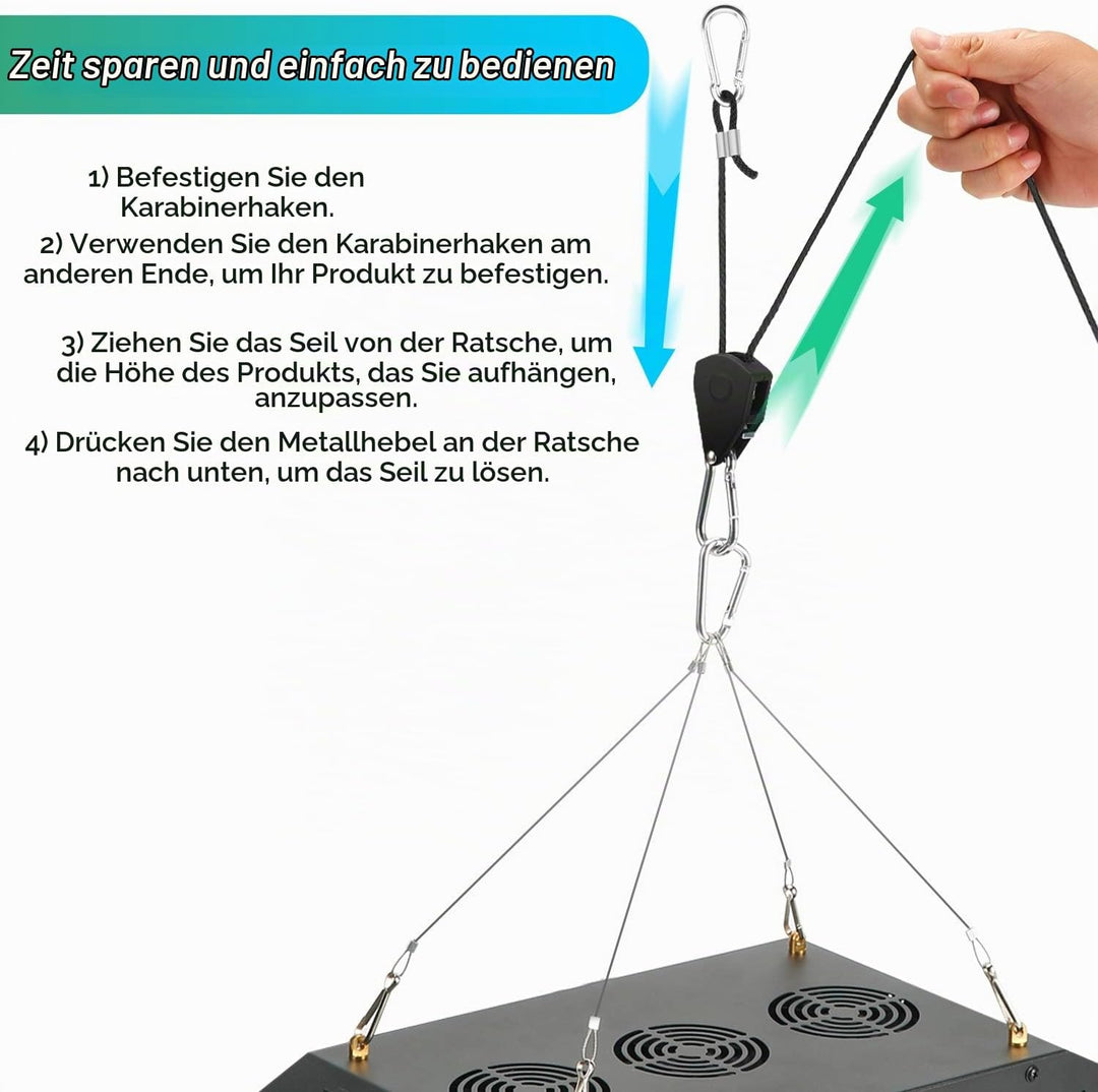 6 Paar（12 Stück） 1/8 Zoll Ratchet Hanger Heavy Duty Einstellbare Ratsche Seil Aufhänger für Grow Lig